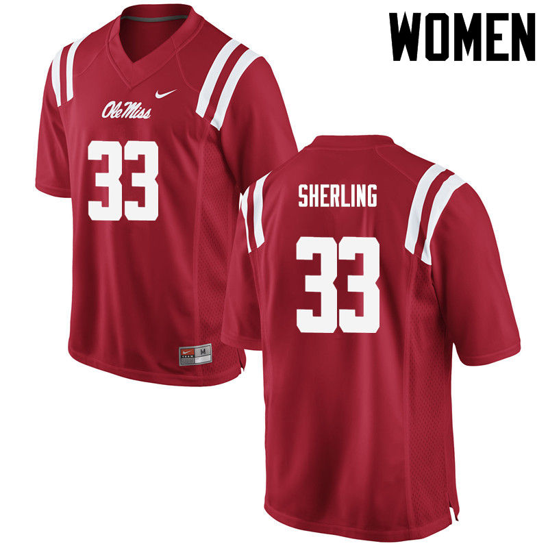 Women Ole Miss Rebels #33 John-Patrick Sherling College Football Jerseys-Red